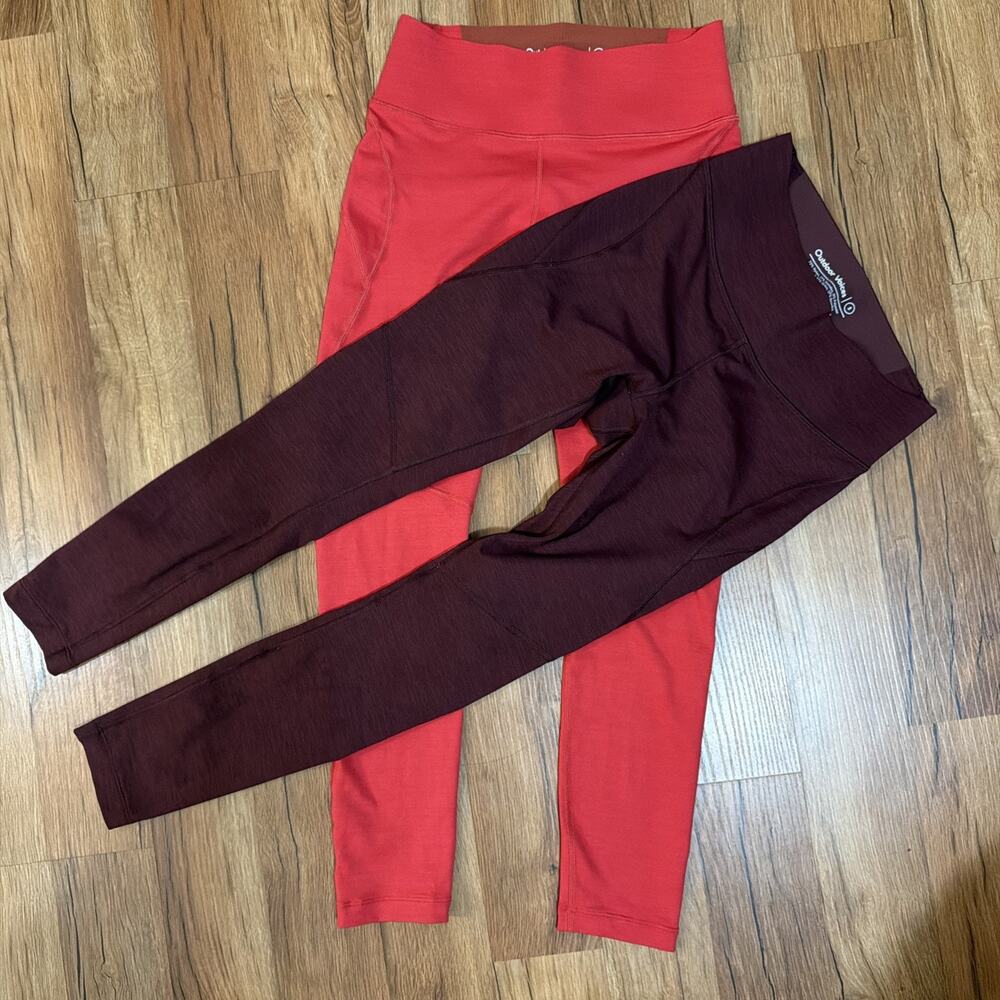 Lot Of 2 Outdoor Voices - Women's 7/8 Leggings, Burgundy + Red/orange - S
